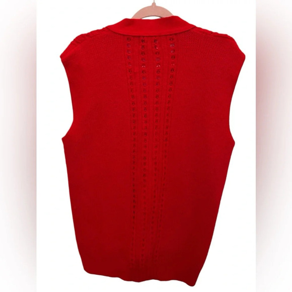 College Point Vintage Acrylic Knit Vest Red Size Large - Picture 2 of 7